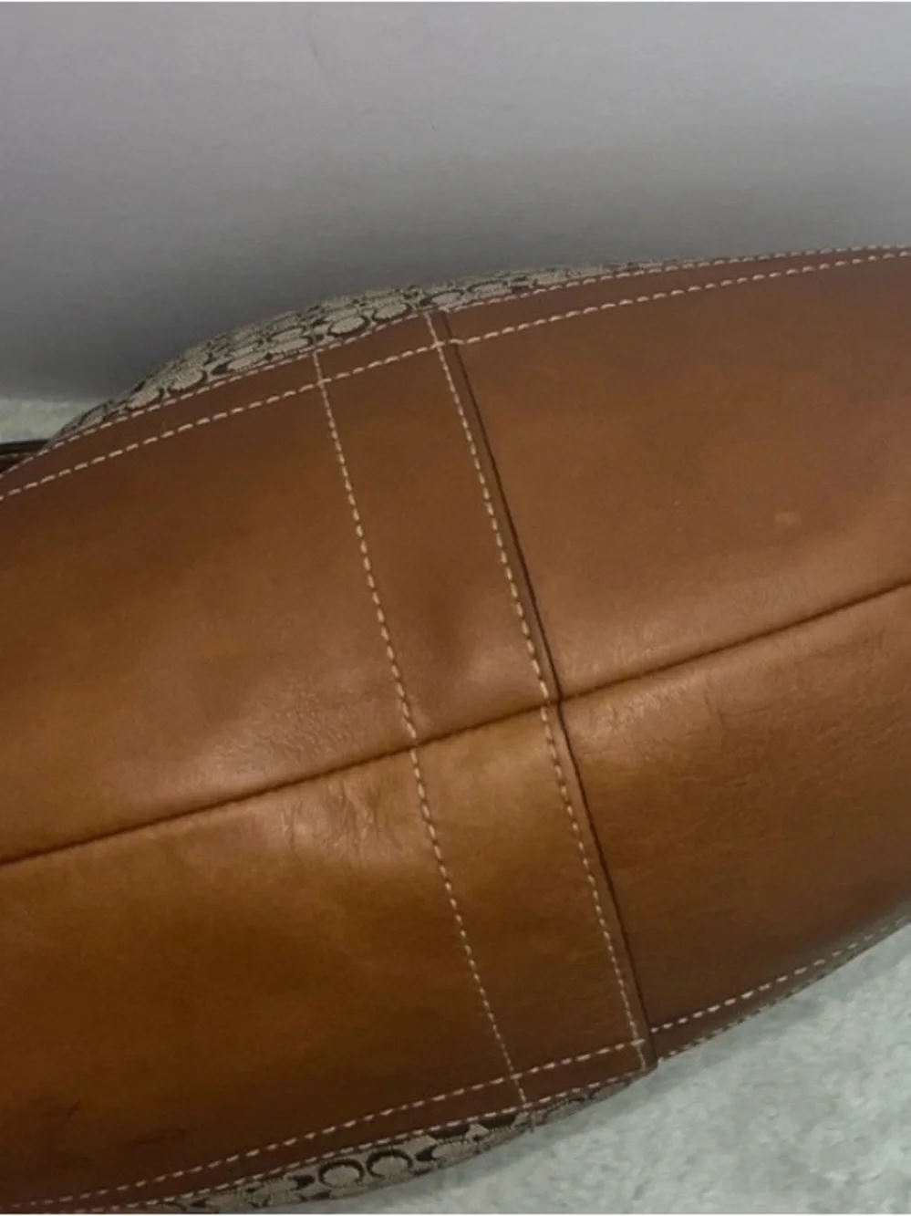 Vintage  Y2K Coach Brown Signature Canvas Hobo Bag with Leather Trim